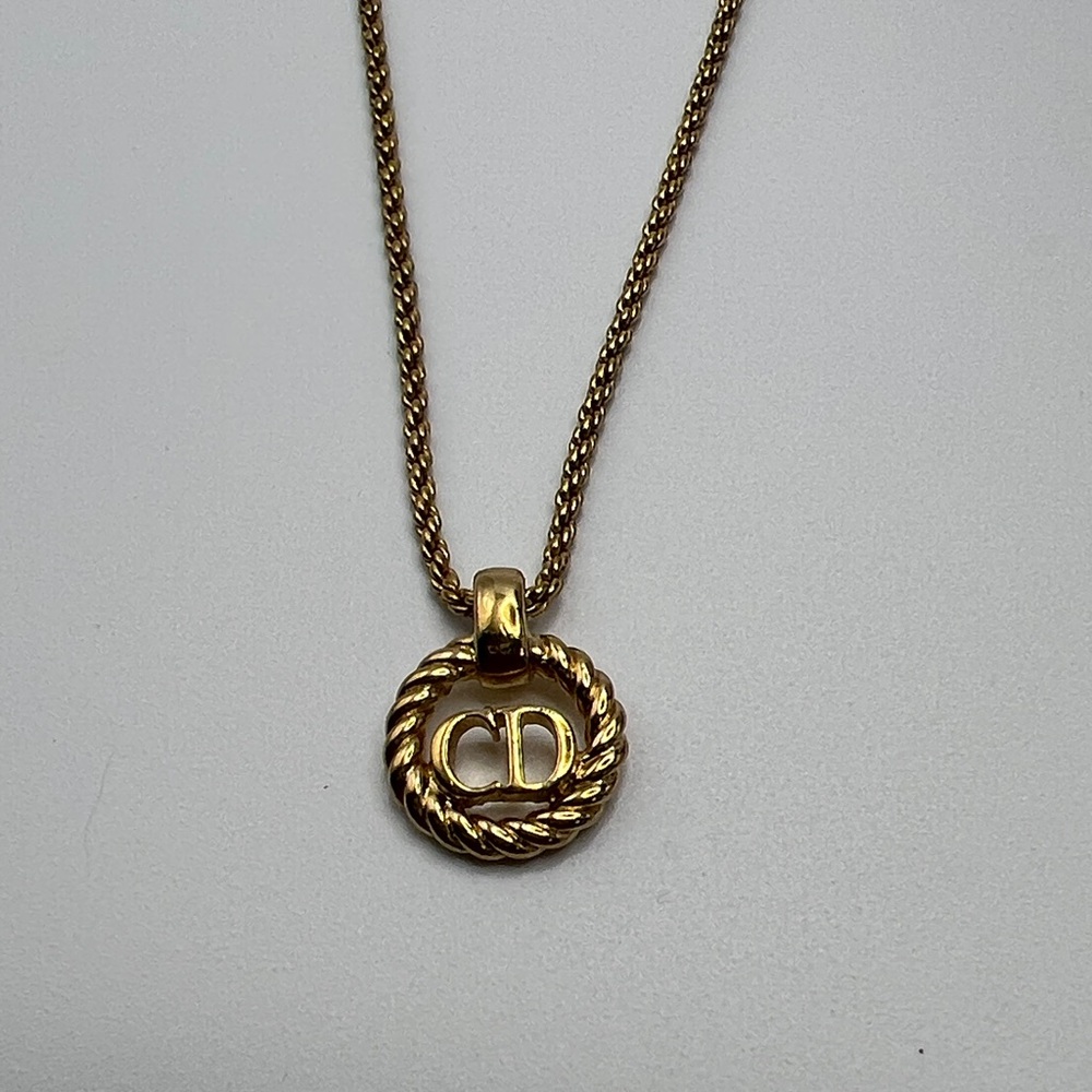 Dior Gold Pendant Necklace on 16” chain with 2” extension